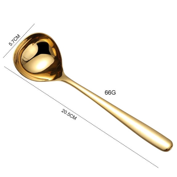 Xiao Hua 2Pcs stainless steel cooking utensils, golden 8.07 * 2.24 inch spoon, ergonomic handle, modern kitchen minimalism, daily household kitchen cooking utensils