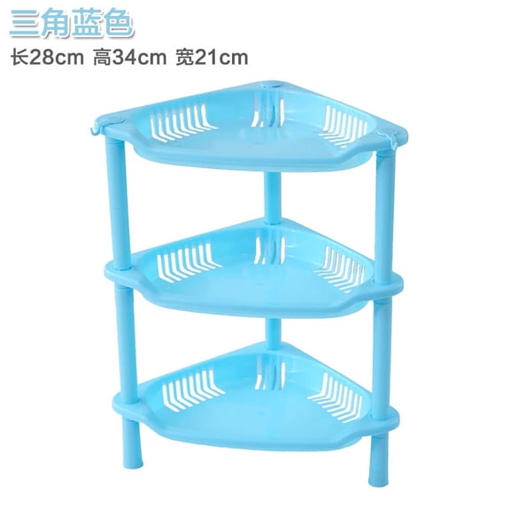 Xiao Hua 3-layer floor plastic bathroom corner storage rack, shower rack，Blue