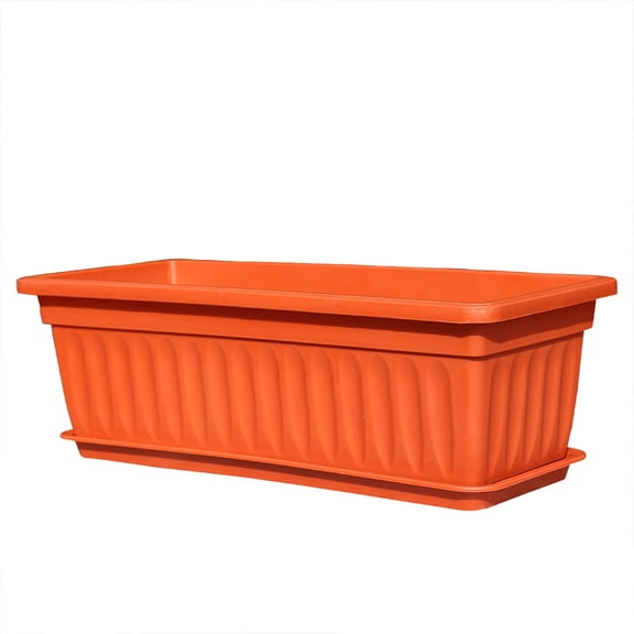 Xiao Hua 3-piece set of 17.3-inch red rectangular windowsill flower box with tray, suitable for balconies, windowsills, and gardens