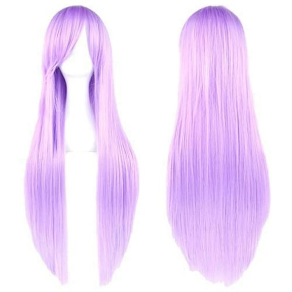Xiao Hua 31.5in Bright Purple Long Straight Wig - Natural Appearance Wig Lightweight Full Cap Wig, Smooth Synthetic Wig Classic Straight Hair, Daily Wear Wig Fashion Wig, 1 piece