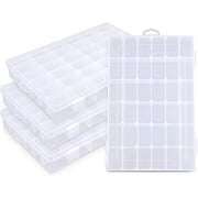 Xiao Hua 36 Grids Clear Plastic Bead Organizer Jewelry Storage Box for Bead Storage, Felt Board Letters, Fishing Tackle, Loom Bands, Craft, Rock Collection with Adjustable Dividers 4 Packs