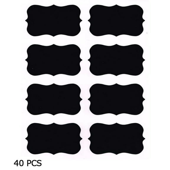 Xiao Hua 40-piece Blackboard Label Sticker Set Waterproof Jar Label Paste Off For Mason Jars Glass Bottles Pantry Craft Room (1.93 L x 1.34 W Black)
