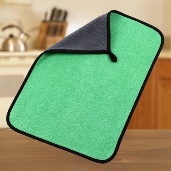 Xiao Hua 4pcs high-quality ultra thick fluff ultra-fine fiber towel, professional cleaning cloth, suitable for car washing, waxing, etc., size 12x16 inches, 500g/square meter, green+gray