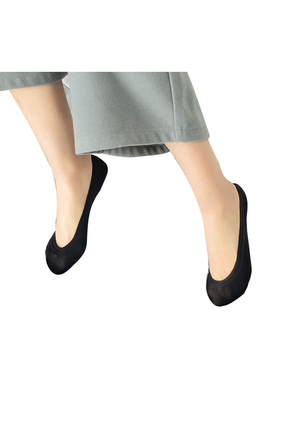 5 pairs of ultra-low top invisible socks suitable for women's flat shoes and formal shoes, lined with sock straps and anti slip heel patches, black