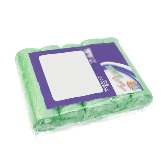 Xiao Hua 5 rolls/100 strong colored transparent garbage bags, bathroom garbage bin lining, small bags suitable for home office kitchens, green -17.7 inches x 19.7 inches