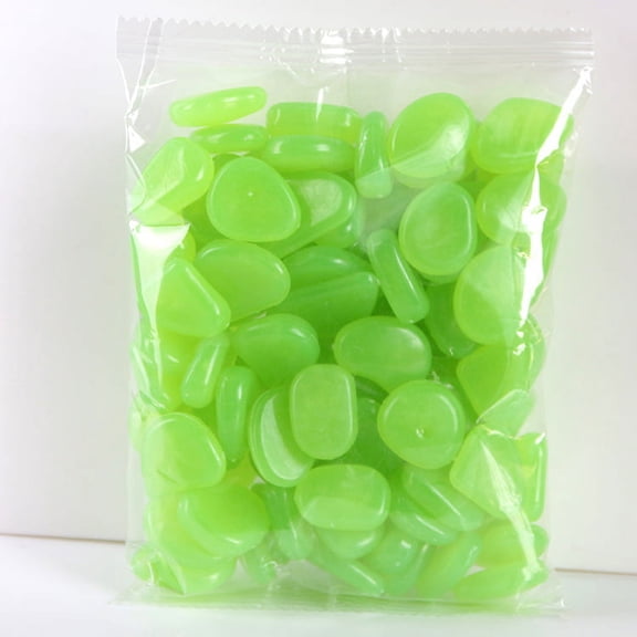 Xiao Hua 50 pieces/bag - colored luminous stones, suitable for fish tanks, aquariums, gardens, and walkways, green.