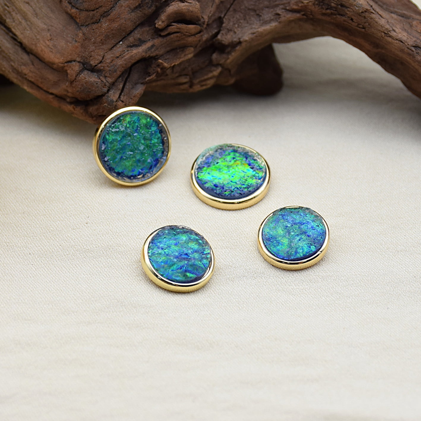 Xiao Hua 50 pieces of blue alloy resin buttons -0.87-inch round sewing buttons, DIY clothing buttons, used for sewing, craftsmanship, and clothing decoration