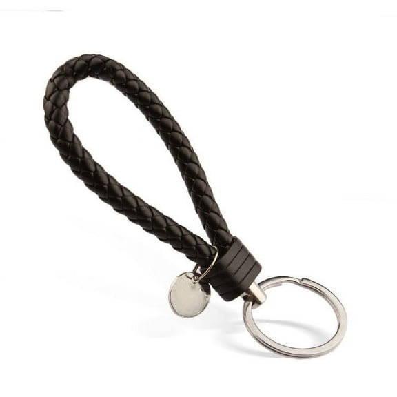 Xiao Hua 5PCS Keychain Braided Leather Keychain, Suitable for All Car Keychains Men's Keychain Women's Keychain (Black)
