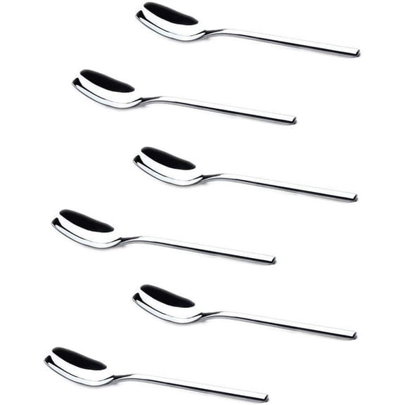 Xiao Hua 6Pcs 304 stainless steel spoon coffee long handled spoon square headed spoon
