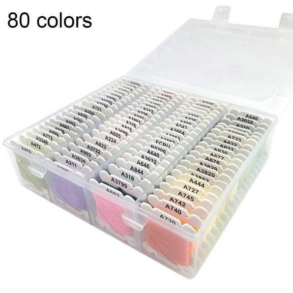 Xiao Hua 80 pieces plastic thread axis card thread technology 6-strand rainbow cross stitch thread with storage box embroidery sewing accessories