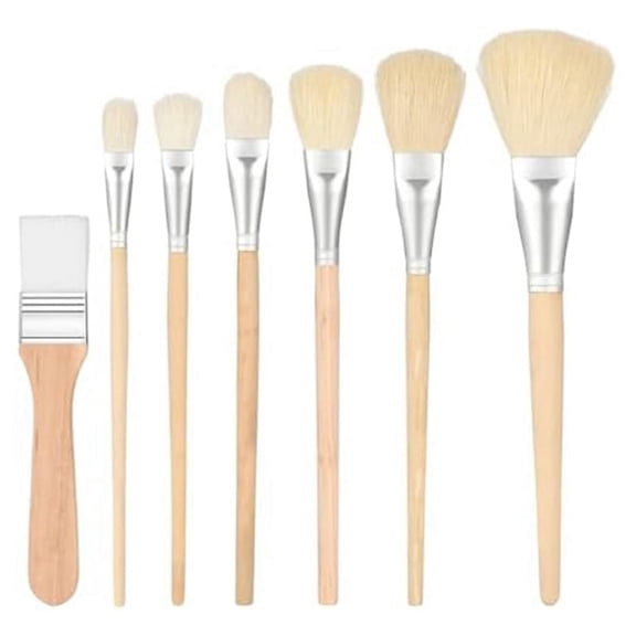 Xiao Hua Acrylic Paint Special Brush Set, Multiple Size Paint Mixing Brush Set, Wooden Handle, 7-Piece Set