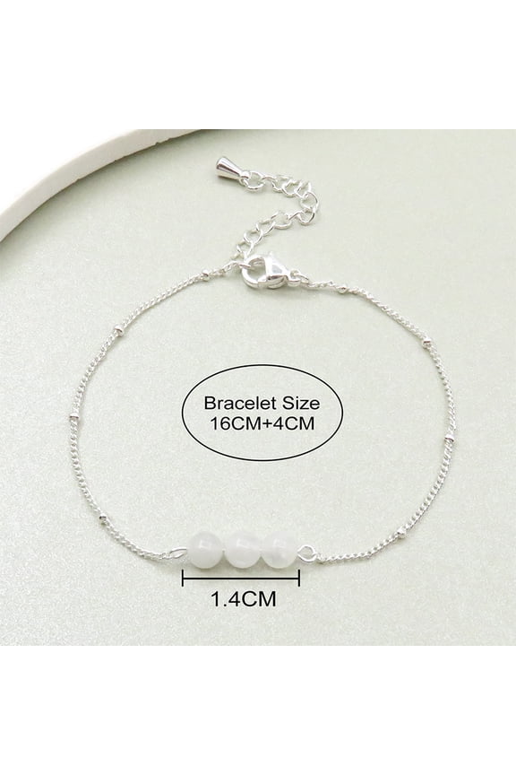 Adjustable White Natural Stone Bracelet -1 piece, 7.87 inch circumference, handmade smooth mixed gemstone bracelet, energy balanced stackable bracelet accessory