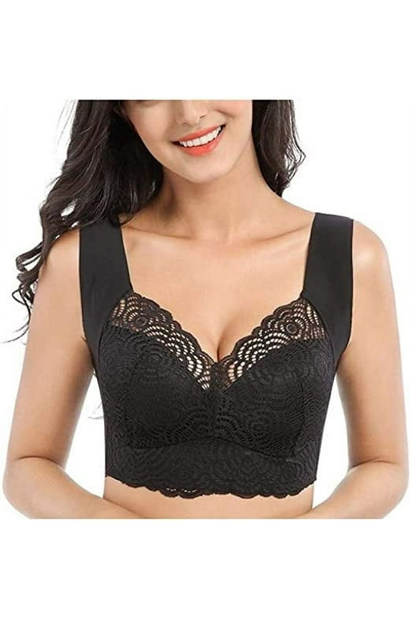 Air Ultimate Lift Bra Stretch Full-Figure Seamless Lace Cut-Out Bra,Exsecret Ultimate Lift Sports Bra,Sleep Bras for Women Black