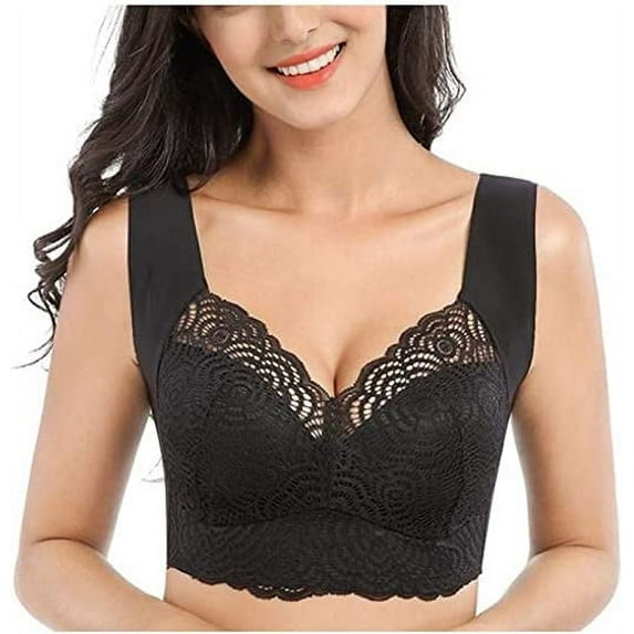 Xiao Hua Air Ultimate Lift Bra Stretch Full-Figure Seamless Lace Cut-Out Bra,Exsecret Ultimate Lift Sports Bra,Sleep Bras for Women Black