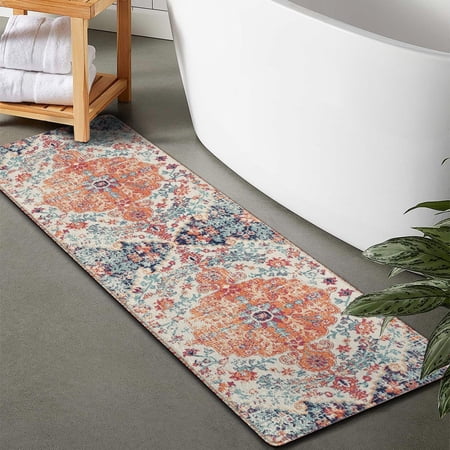 Xiao Hua Bathroom Absorbent Rug Modern Tribal Orange Polyester, 17 x 47, 1 Piece