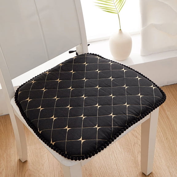Xiao Hua Black checkered pattern dining chair cushion -2 pieces, 17.72  16.93 inches, non slip bottom, reinforced corner tie, suitable for restaurant and kitchen decoration
