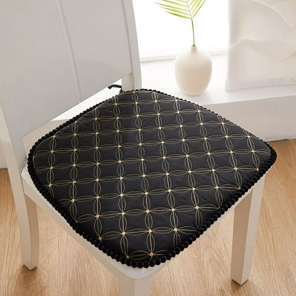 Xiao Hua Black circle patterned dining chair cushion -2 pieces, 17.72 16.93 inches, non slip bottom, reinforced corner tie, suitable for restaurant and kitchen decoration
