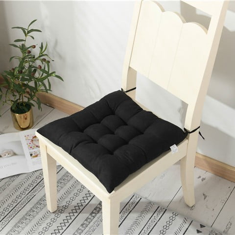 Xiao Hua Black square seat cushion -6 pieces, 15.75 * 15.75 inches, with straps, suitable for kitchen, dining room, office and home office chair cushions