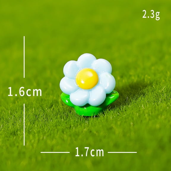 Xiao Hua Blue Mini Artificial Flowers - 20 Pieces, 0.67 0.53 Inches, Hand-Painted Micro Landscape Resin Flowers, DIY Mini Garden Craft Decorations, Flower Pots Not Included