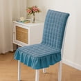 thumbnail image 1 of Xiao Hua Blue dining chair cover -1 piece, universal dining chair cover with skirt edge, full backrest and thick cushion cover, used for farmhouse and retro wedding decoration, 1 of 4