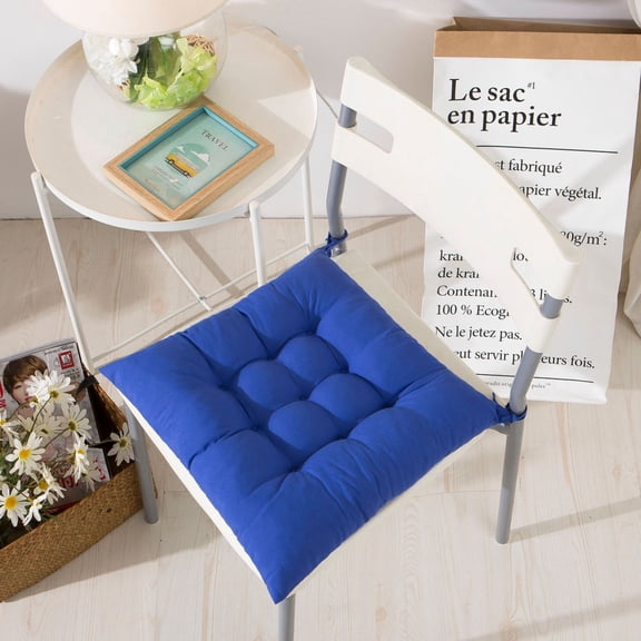 Xiao Hua Blue square seat cushion -6 pieces, 15.75 * 15.75 inches, with straps, suitable for kitchen, dining room, office and home office chair cushions