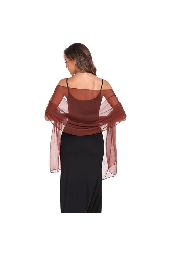 Brown Transparent Chiffon Shawl Scarf -1 Piece, 70.87  27.56 Inches, Elegant And Lightweight Chiffon Scarf, Formal Event Banquet Bride Scarf