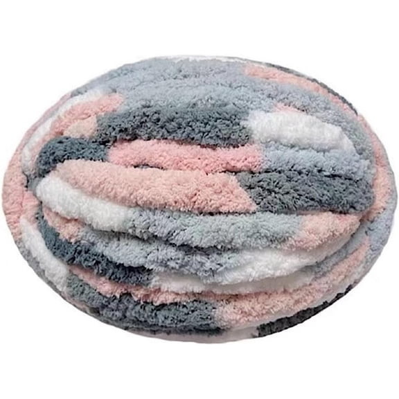 Xiao Hua Chenille yarn for blankets, super loose, soft, thick and fluffy giant washable polyester yarn for hand weaving DIY arm weaving carpet pillows, 1 roll, Mixed color A