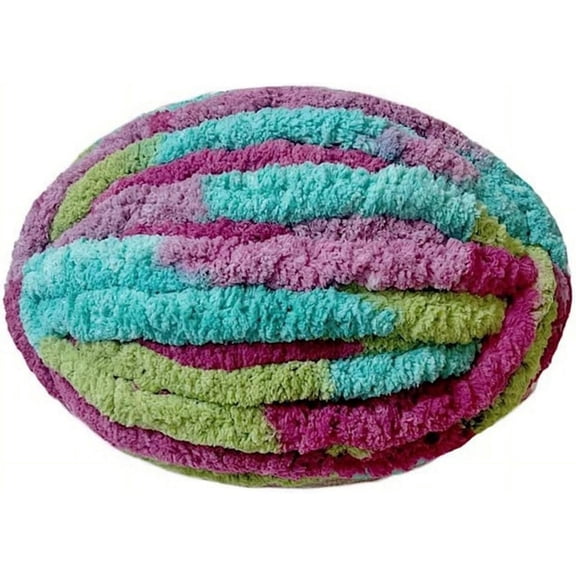 Xiao Hua Chenille yarn for blankets, super loose, soft, thick and fluffy giant washable polyester yarn for hand weaving DIY arm weaving carpet pillows, 1 roll, Mixed color D