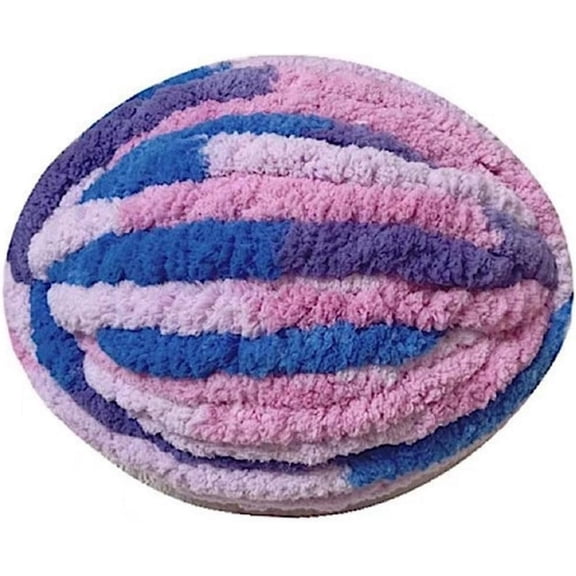 Xiao Hua Chenille yarn for blankets, super loose, soft, thick and fluffy giant washable polyester yarn for hand weaving DIY arm weaving carpet pillows, 1 roll, blue purple