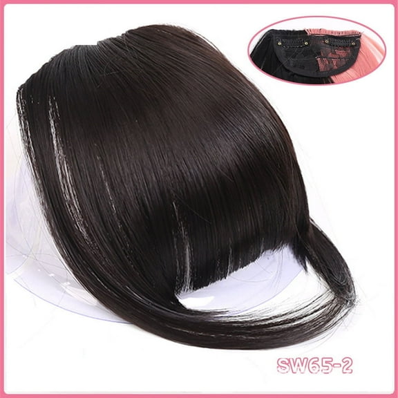 Xiao Hua Clip in Bangs, Synthetic French Bangs Hair Clip, Fake Bangs Fringe with Temples Hairpieces for Women Natural Curved Bangs Clip in Hair Extensions for Daily WearNatural Black