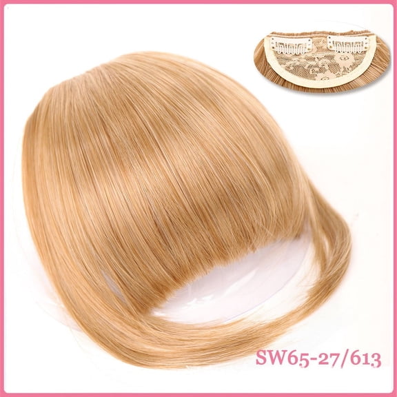 Xiao Hua Clip in Bangs, Synthetic French Bangs Hair Clip, Fake Bangs Fringe with Temples Hairpieces for Women Natural Curved Bangs Clip in Hair Extensions for Daily WearG