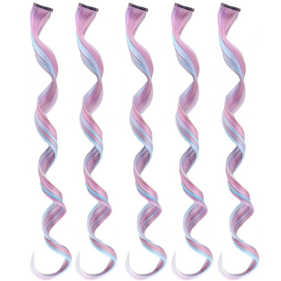 Xiao Hua Clip on Curling Wig 21.6 × 1.3in, Purple&Blue Ear Side Hair Expansion, 20 pieces, with detachable clip, used for hair extensions and adjustable hairstyles