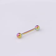Xiao Hua Colorful stainless steel tongue rings -10 pieces, 16mm rod length 1.6mm rod diameter, screw in straight ball barbell, used for body piercing accessories