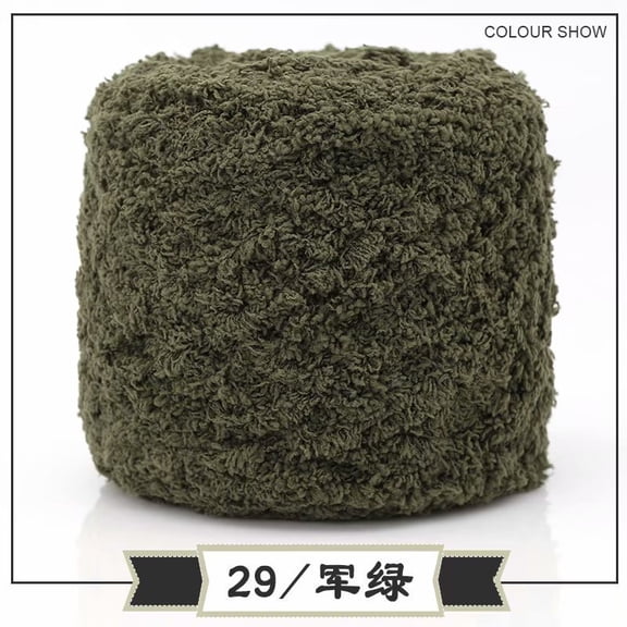 Xiao Hua Coral Fleece Yarn Military Green Yarn -1 roll 100g, woolen yarn for blanket weaving project, pillowcase pet bed hand weaving project