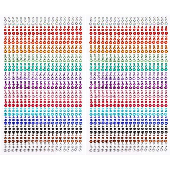 Xiao Hua Crystal Rhinestone Stickers Self-Adhesive Jewels Sticker for Face Eyes Nails 1800PCS Kids DIY Craft Cards Embellishment Diamond Gem Decorations 15 Colors & 3 Sizes