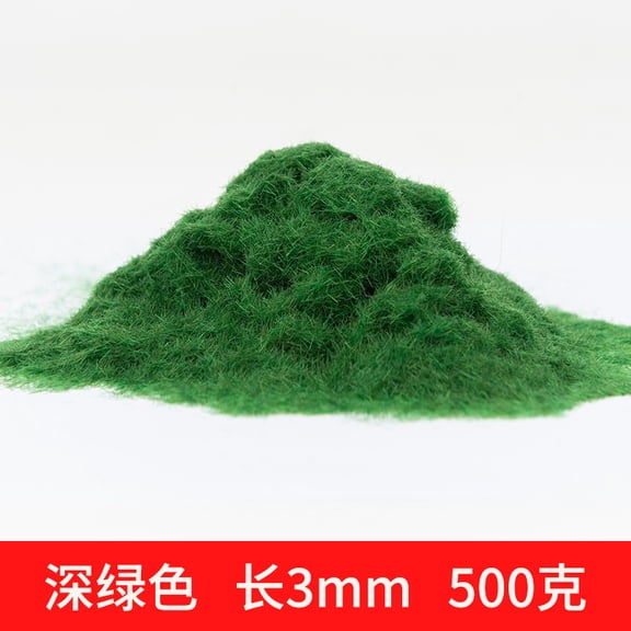 Xiao Hua Dark Green Artificial Sand Table Model Static Grassland Powder -500G, About 3mm Long, Suitable For Diy Simulation Moss, Micro Landscape Terrain Building Layout Model Grass Powder
