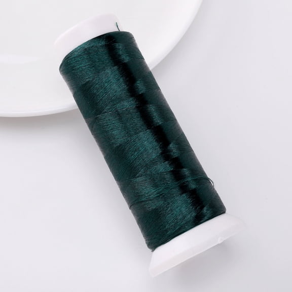 Xiao Hua Dark Green Polyester Velvet Embroidery Thread -1 Roll, 1312.34Yd Long, Used For Hand Embroidery, Bead Thread, And Various Diy Crafts Decorative Stitching