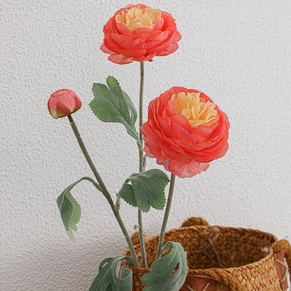 Xiao Hua Dark Orange Simulation 3-Head Peony Silk Flower -4 Pieces, 19.69 Inches Long, Plastic Stem Can Be Bent, Realistic Layered Petals, Wedding And Party Decoration Fake Flowers