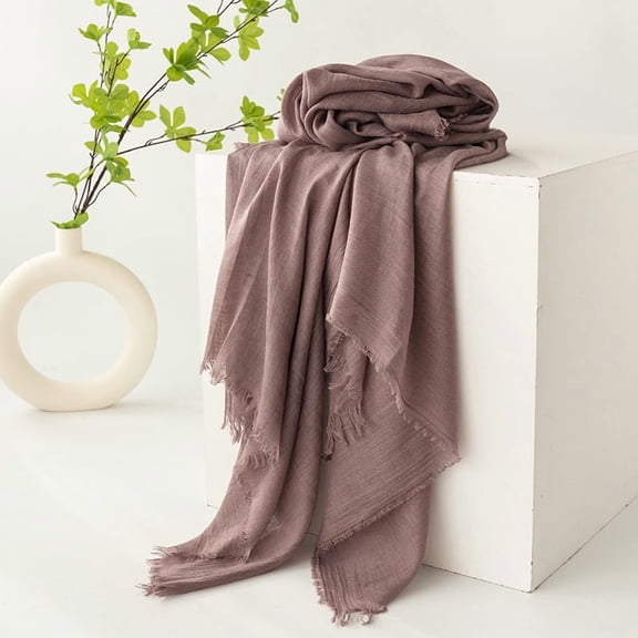 Xiao Hua Dark Purple Cotton And Hemp Shawl -1 Piece, 74.8  39.37 Inches, Solid Color Long Lightweight Shawl, Breathable And Lightweight Sunscreen Scarf, Women'S Travel Shoulder Wrap