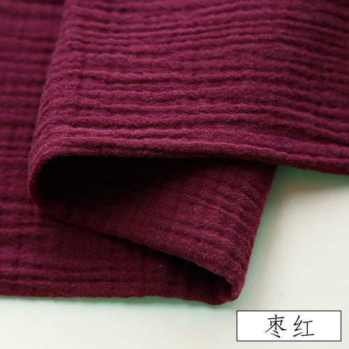 Xiao Hua Dark Red lightweight texture cotton yarn fabric -1 piece, 39.37 53.15 inches soft breathable gauze, DIY dress craft sewing material summer top towel project