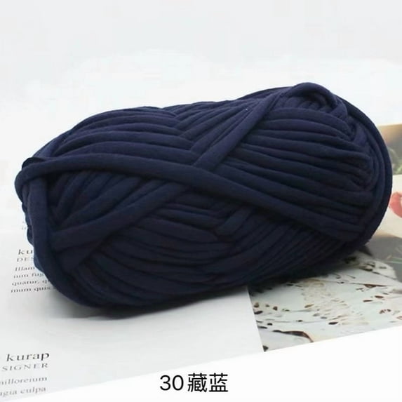 Xiao Hua Deep Blue T-shirt yarn, 1-twist - high-quality recycled cotton blended yarn, durable craft yarn for weaving baskets, DIY home storage and decoration projects