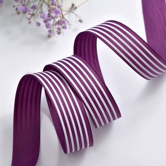 Xiao Hua Deep Purple Stripe Ribbon 0.98 inches x 50 yards long - Monochrome Retro Stripe Ribbon, Used for Gift Packaging, Wedding Decoration, and Party Craft Decoration, 1 piece