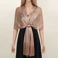 thumbnail image 1 of Xiao Hua Evening Dress Shawl and Scarf with Buckle Wedding Dress Shawl - Champagne, 1 of 2