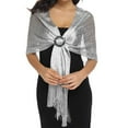thumbnail image 1 of Xiao Hua Evening Dress Shawl and Scarf with Buckle Wedding Dress Shawl - Silvery Black, 1 of 2