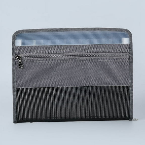 Xiao Hua Extended Folder (13.78 * 10.43 * 1.38in) A4 Size File Manager 13 Pocket Zipper Closed Portable Archive Package for Check and Bill Storage (Black Transparent)