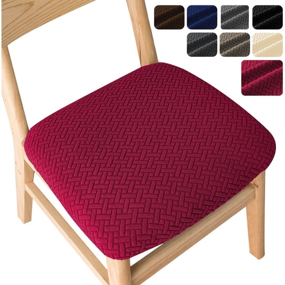 Xiao Hua Four Seasons Universal Solid Color Simple Restaurant Chair Cover Kitchen Chair Cover, Chair Cushion Cover Elastic Cover, 2-piece Set, Wine Red