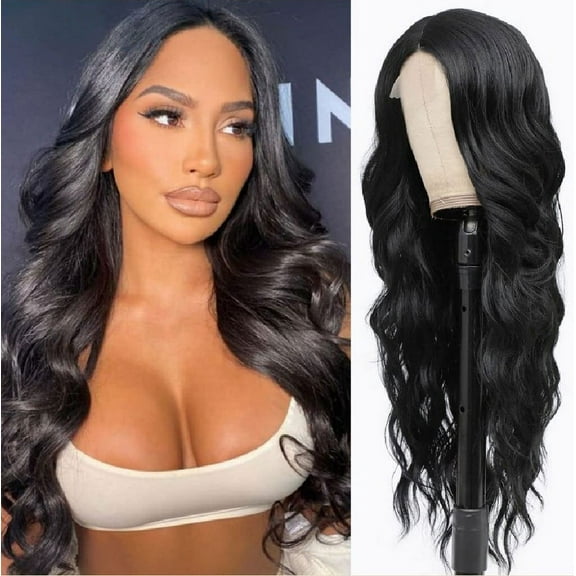 Xiao Hua Front Lace Curled Wave Wig, 25.59 Inches, Soft And Heat-Resistant, Perfect For Daily Wear, Parties, Halloween, Role-Playing, 1 PieceBlack