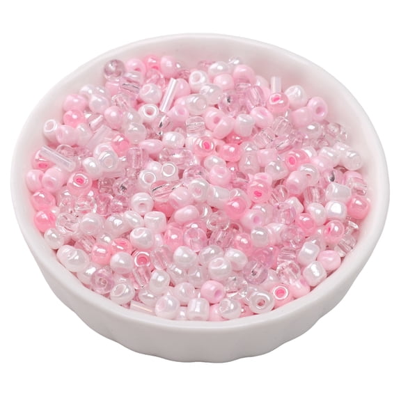 Xiao Hua Glass Rice Beads 40g - Mixed Color Opaque Transparent Mixed 2mm Small Beads, Bracelet, Necklace, Earring Jewelry Making Kit, Bead Weaving and Weaving DIY Supplies, Pink