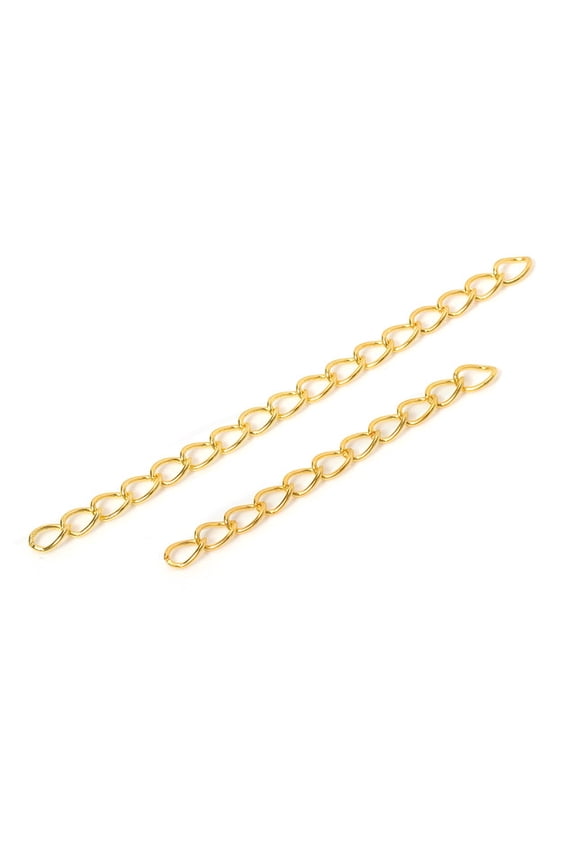 Gold Tail Chain Extension Chain 100PCS-2 * 0.14 inch Adjustable Length Jewelry Extension Chain, Layered Necklace Extension Device, DIY Making of Extension Chain