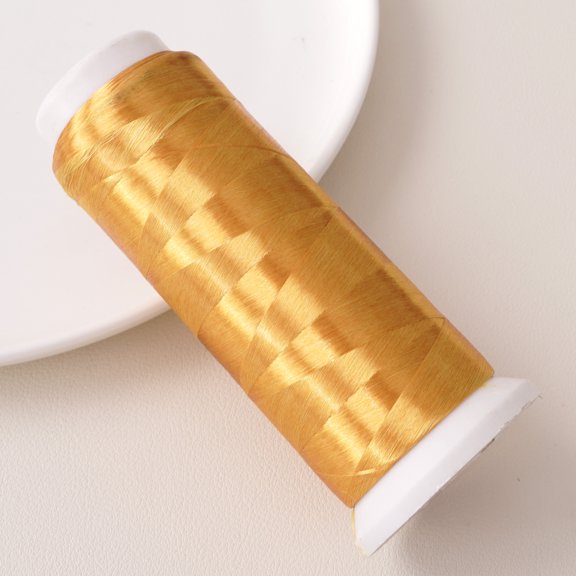 Xiao Hua Golden Polyester Velvet Embroidery Thread -1 Roll, 1312.34Yd Long, Used For Hand Embroidery, Bead Thread, And Various Diy Crafts Decorative Stitching